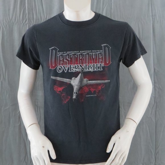 Retro Military Shirt - Destroyed Overnight Ellsworth AFB - Men's Small - Picture 1 of 9